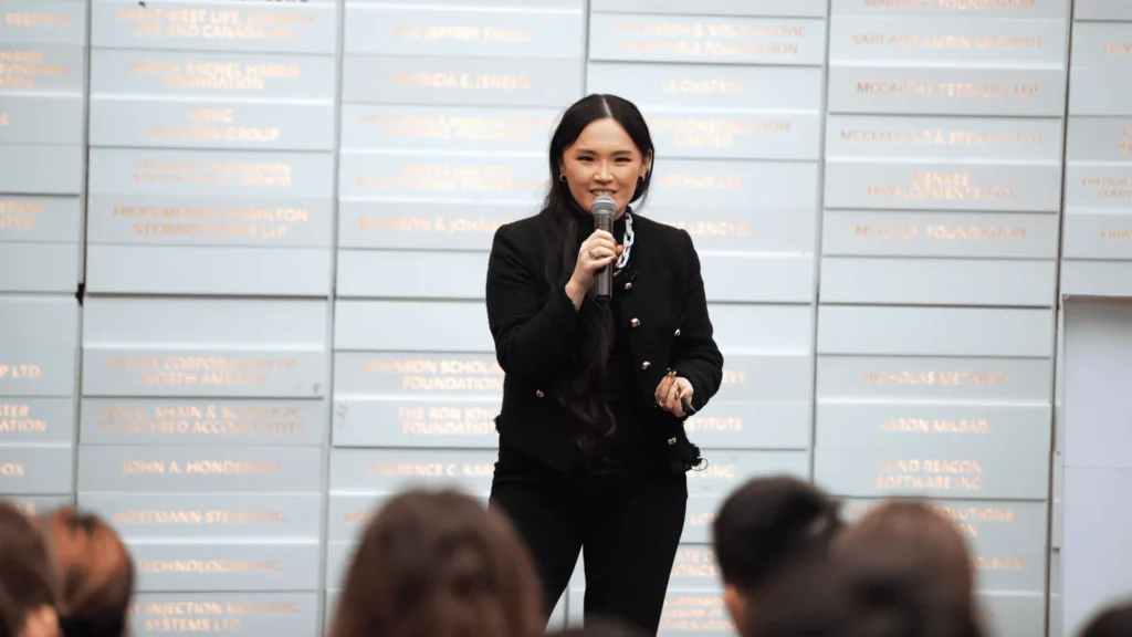 Cherry Rose Tan speaking at Toronto Metropolitan University
